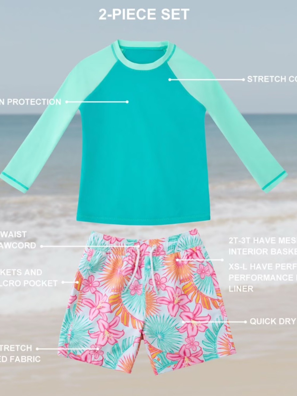 2-Pc Rashguard & Swim Trunk Set Laguna - Picture 5 of 5